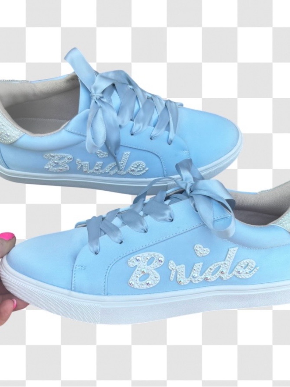 NWB- Betsey Johnson Brides Satin Sneakers with Pearl Detail - sz 7 - Picture 3 of 7